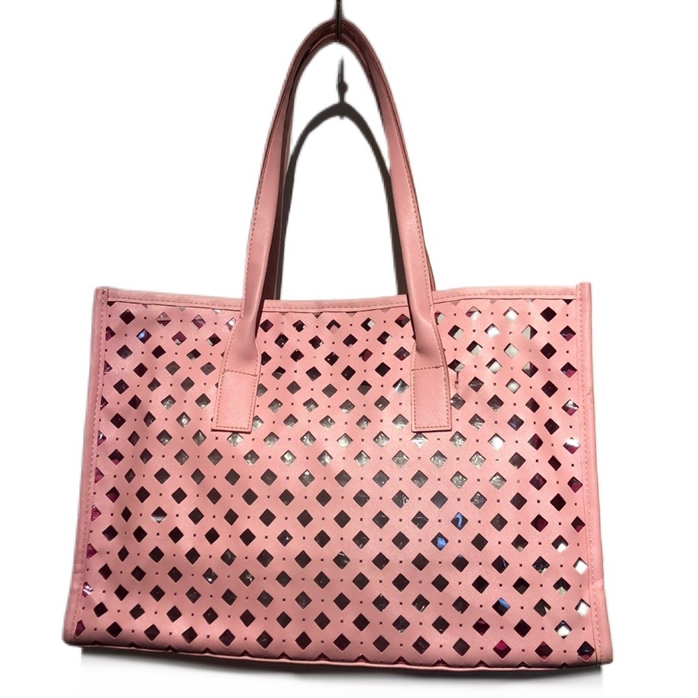 Elizabeth Arden large baby pink pvc beach tote